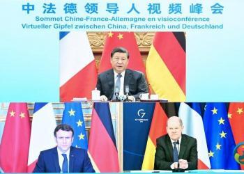 Xi holds virtual summit with leaders of France, Germany