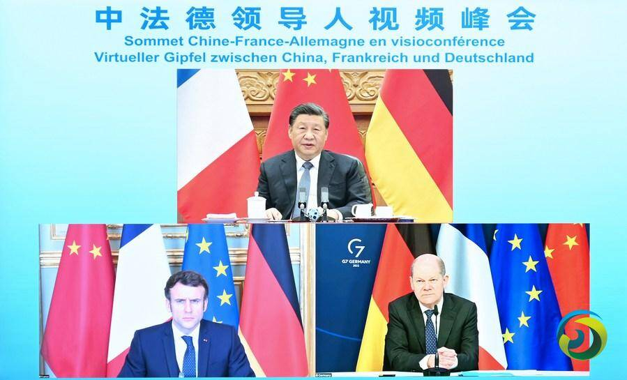 Xi holds virtual summit with leaders of France, Germany