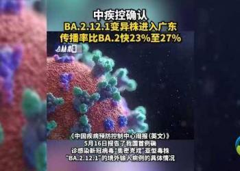 中国首例奥密克戎BA.2.12.1变异株4月传入广东