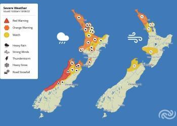 新西兰天气：全国大部分地区发布大雨大风警告（视频）