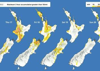 新西兰天气：北岛大部分地区出现强雷暴警告