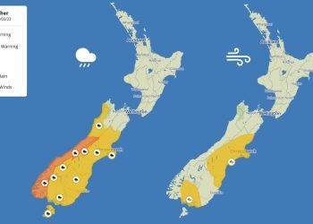 新西兰南岛大部分地区的大雨和强风将持续到周三