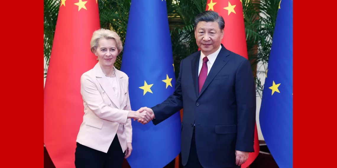 4月6日下午，习近平主席在人民大会堂会见欧盟委员会主席冯德莱恩。