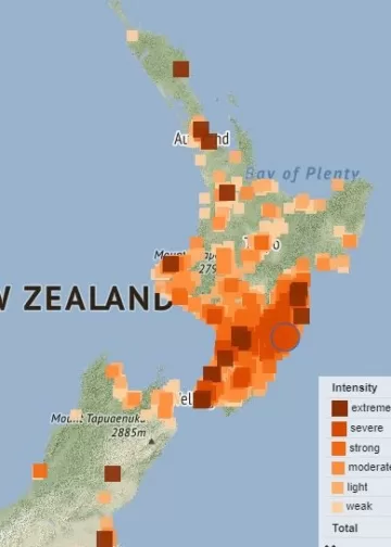 新西兰北岛下部的 Pōrangahau 附近发生了 5.9 级和 5.3 级的两次强烈地震。