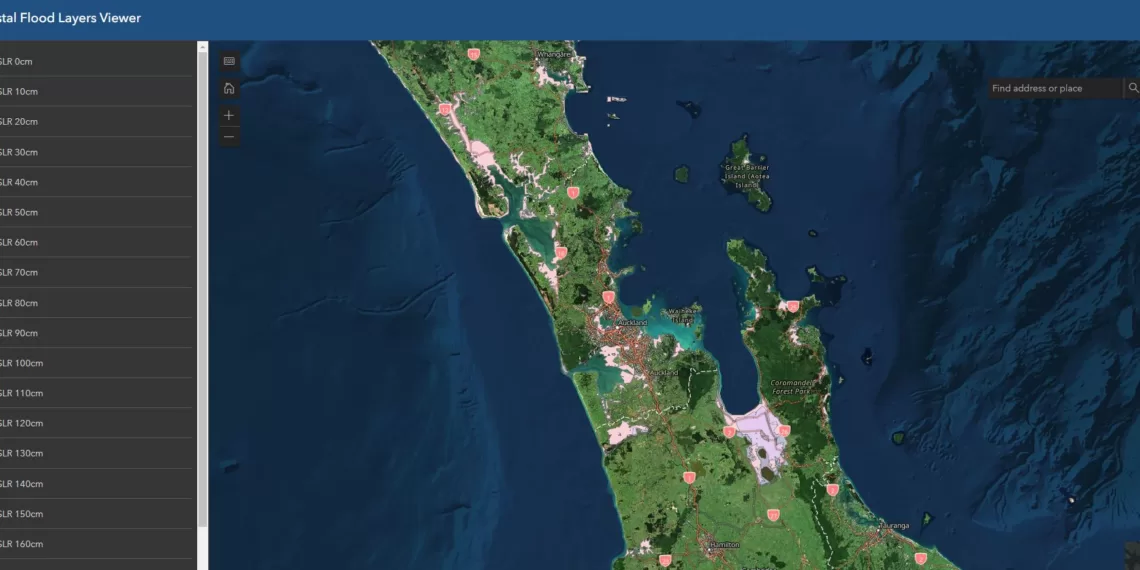 NIWA Coastal Flood Layers Viewer(NIWA 沿海洪水层)。