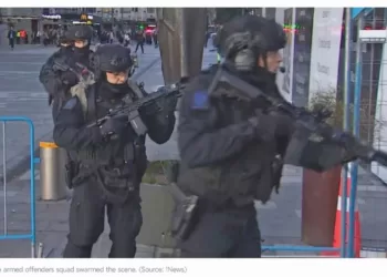 武装警察灭罪小组进入枪击事件。