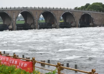 7月31日，北京持续降雨，位于通州区的北运河河道水位上涨较大，正在行洪。北京市水文总站于当日11时发布洪水红色预警。