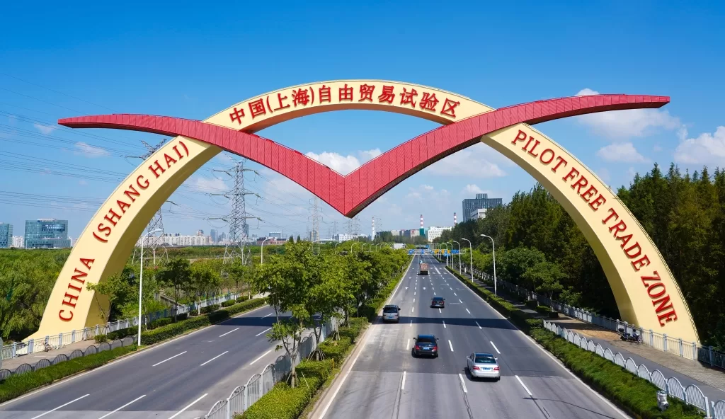 China (Shanghai) Pilot Free Trade Zone iconic——Seagull Gate.
