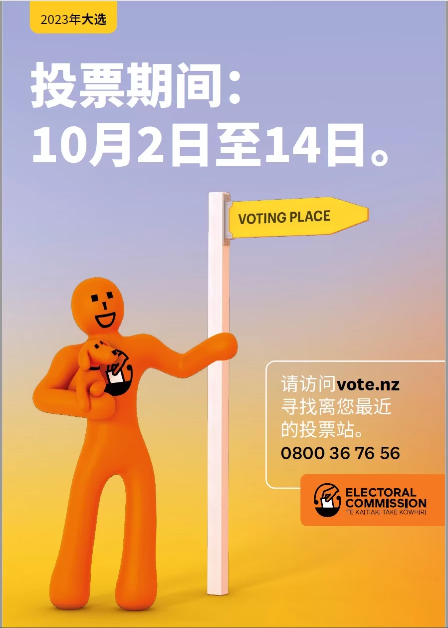 新西兰2023大选投票海报。