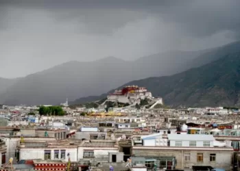 The Potala Palace stands in the center town of Lhasa.