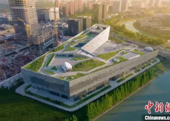The picture shows the Zhangjiang area of Shanghai Free Trade Zone. Credit：Pudong New Area